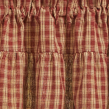 Sturbridge Plaid Ruffle Valance - Wine 72x14 Park Designs - The Fox Decor